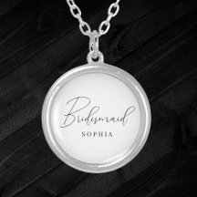 White Minimalist Script Bridesmaid