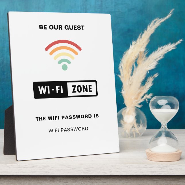 White Minimalist Simple Wifi Password  Plaque (Side)