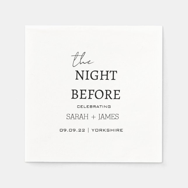 White Minimalist The Night Before Wedding  Napkin (Front)