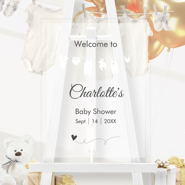 White Minimalist Translucent Modern Baby Shower Acrylic Sign (White Minimalist Translucent Modern Baby Shower Acrylic Sign ©Susanne Sachers - Sunny Mind 🌞)