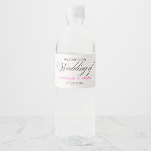 White Minimalist watercolor flowers wedding Water Bottle Label