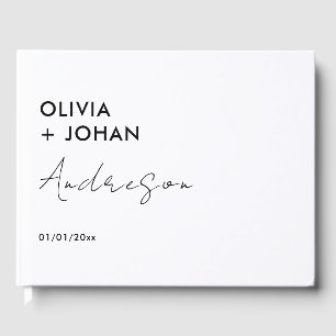 White Minimalist Wedding Guest Book