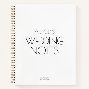 White Minimalist Wedding Notes Notebook
