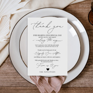 White Minimalistic Napkin Thank You Note Menu