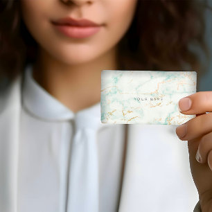 White Mint Green Gold Grey Marble Vip Business Card