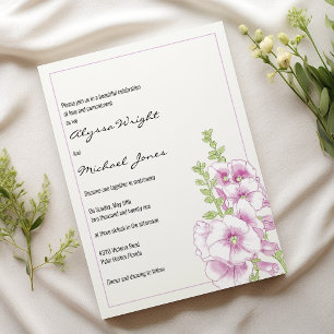 White mint green pink  flowers botanical Wedding  Invitation