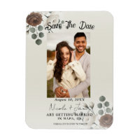 White Mocha Cream Modern Floral Save the Date