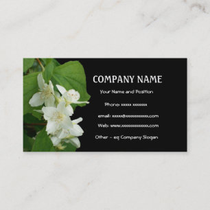 White Mock Orange on Black Business Card