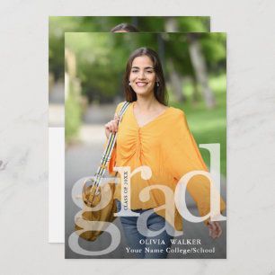 White Modern 2 PHOTO Graduation Party Invitation