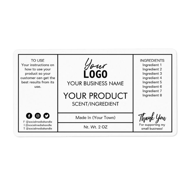 White Modern Bath And Body Product Labels (Front)
