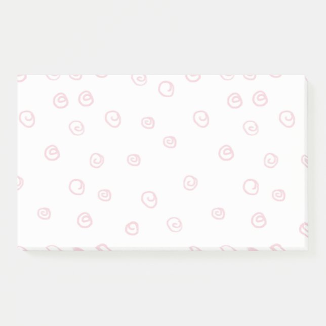 white modern blush doodle swirls post-it notes (Front)