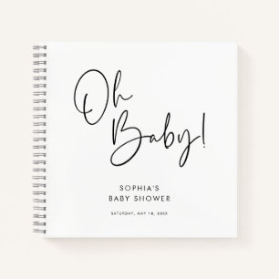 White Modern Boho Gender Neutral Baby Shower Guest Notebook