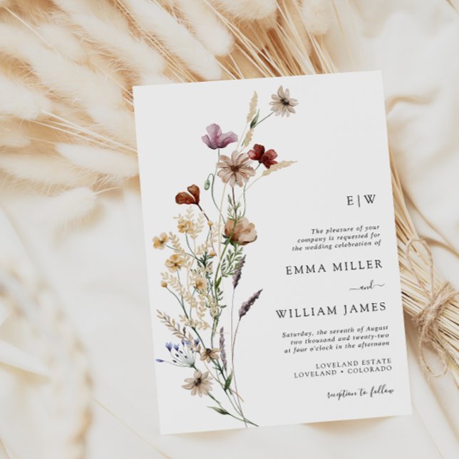 White Modern Boho Wedding Invitation (Creator Uploaded)