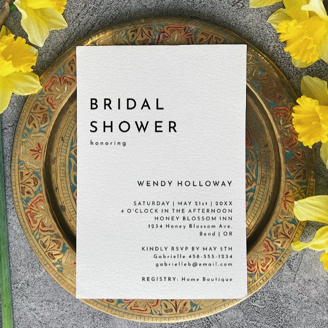 White Modern Bold Bridal Shower Invitation (Creator Uploaded)