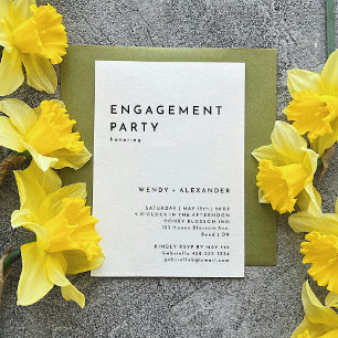 White Modern Bold Engagement Party Invitation