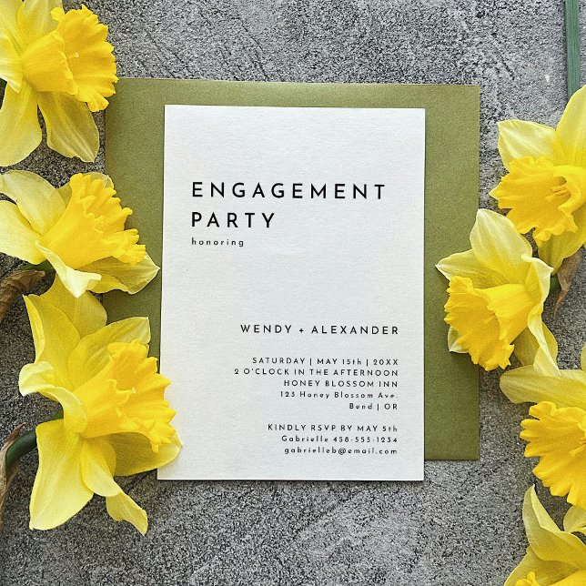 White Modern Bold Engagement Party Invitation (Creator Uploaded)