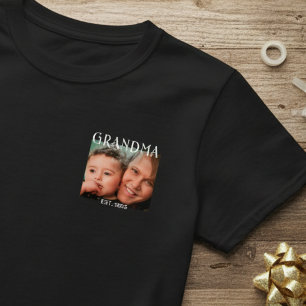 White Modern Bold Fun Font Established Grandma T-Shirt
