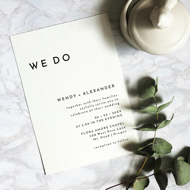 White Modern Bold We Do Wedding Invitation (Creator Uploaded)