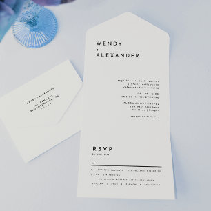 White Modern Bold Wedding All In One Invitation