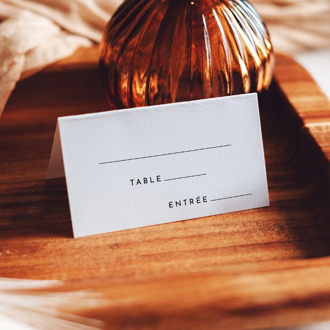 White Modern Bold Wedding Entree Choice Folded Place Card (Creator Uploaded)
