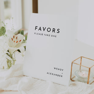 White Modern Bold Wedding Favours Pedestal Sign
