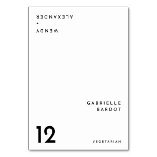 White Modern Bold Wedding Foldable Place Card