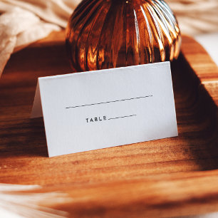 White Modern Bold Wedding Folded Place Card