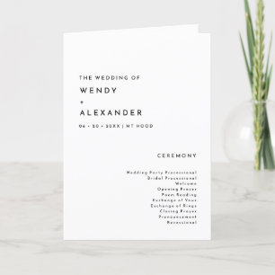 White Modern Bold Wedding Folded Program