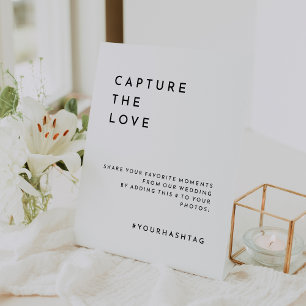 White Modern Bold Wedding Hashtag Pedestal Sign