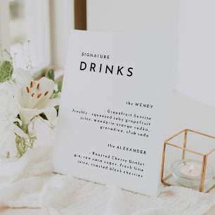 White Modern Bold Wedding Signature Drinks Pedestal Sign