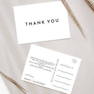 White Modern Bold Wedding Thank You Postcard
