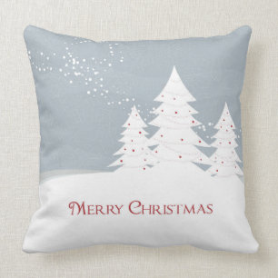 White Modern Christmas Trees Merry Christmas Cushion