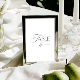 White Modern Classic Calligraphy Table Number