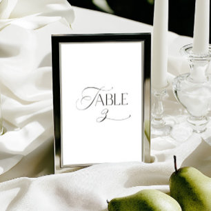 White Modern Classic Calligraphy Table Number