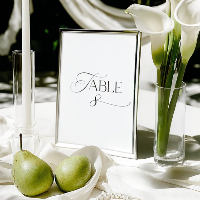 White Modern Classic Calligraphy Table Number (This design is not editable. All table numbers can be found in the collection on this page.)