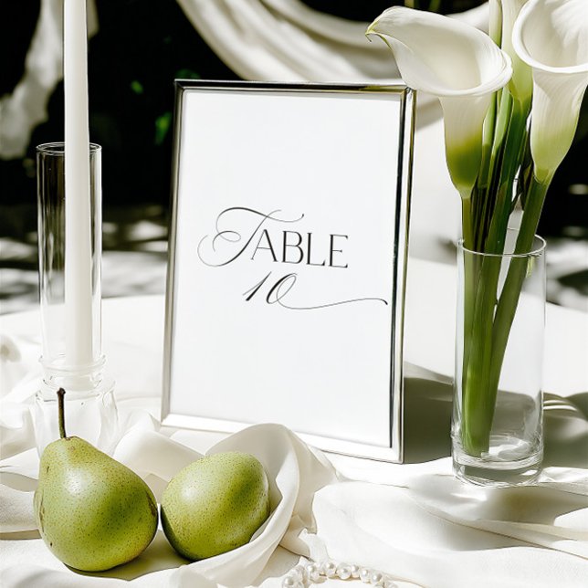 White Modern Classic Calligraphy Table Number (This design is not editable. All table numbers can be found in the collection on this page.)