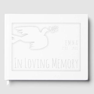 White Modern Dove Baby Celebration Guest Book