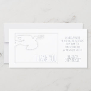 White Modern Dove Baby Custom Sympathy Thank You Card