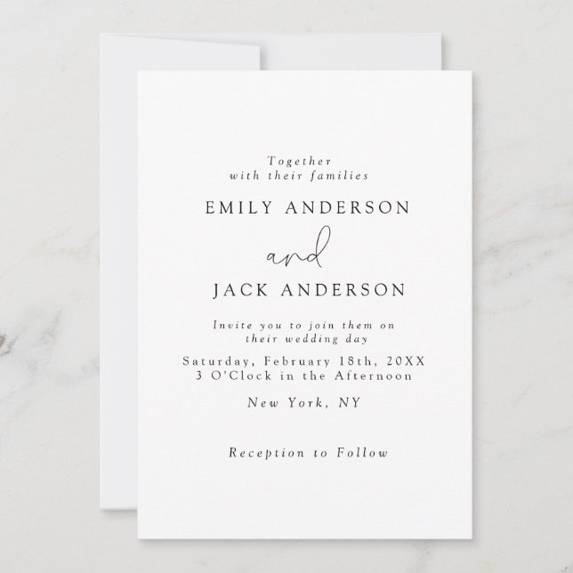 White Modern Elegance Chic Wedding Invitation (Front)