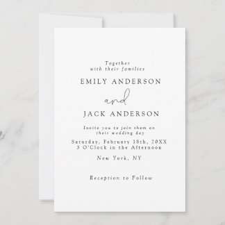 White Modern Elegance Chic Wedding Invitation