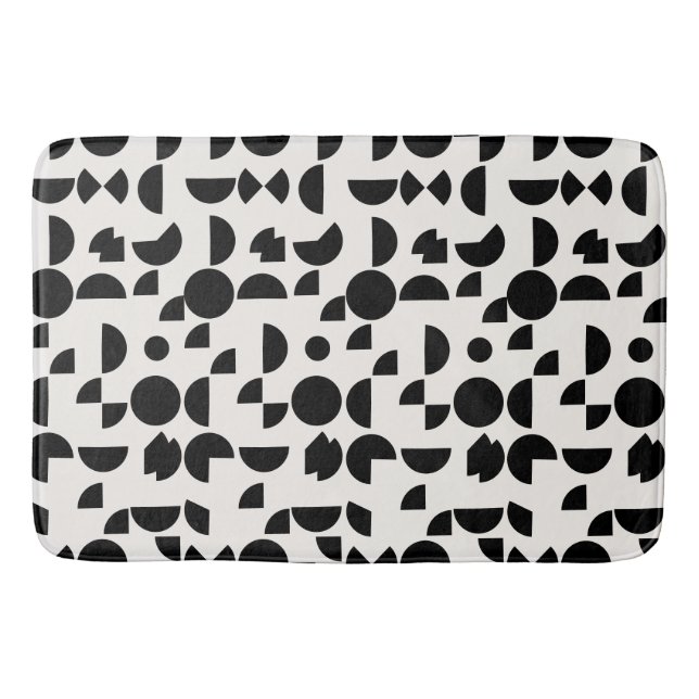 White Modern Elegant Geometric Tribal Bath Mat (Front)