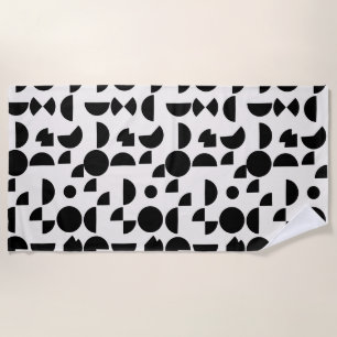 White Modern Elegant Geometric Tribal Beach Towel