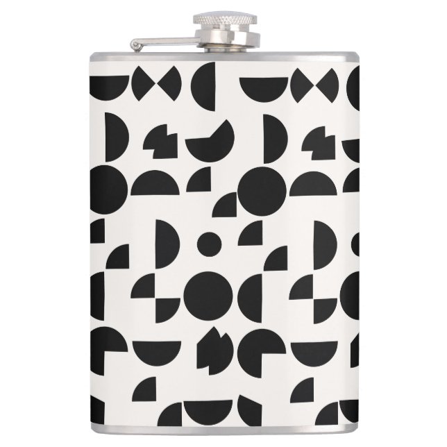 White Modern Elegant Geometric Tribal Hip Flask (Front)