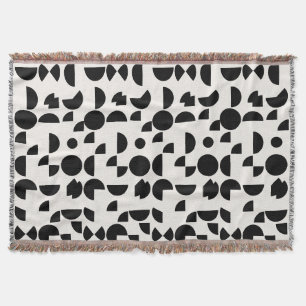 White Modern Elegant Geometric Tribal Throw Blanket