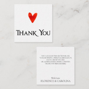 White Modern Elegant Personal Note Heart Thank You Card
