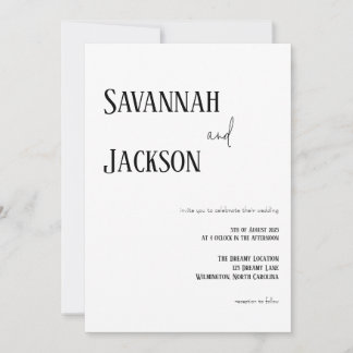 White Modern Elegant Wedding Invitation