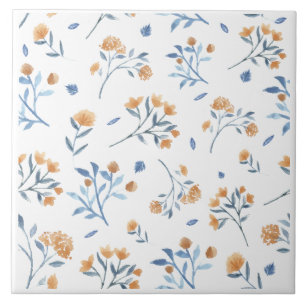 White Modern Farmhouse Wildflower Ceramic Tile