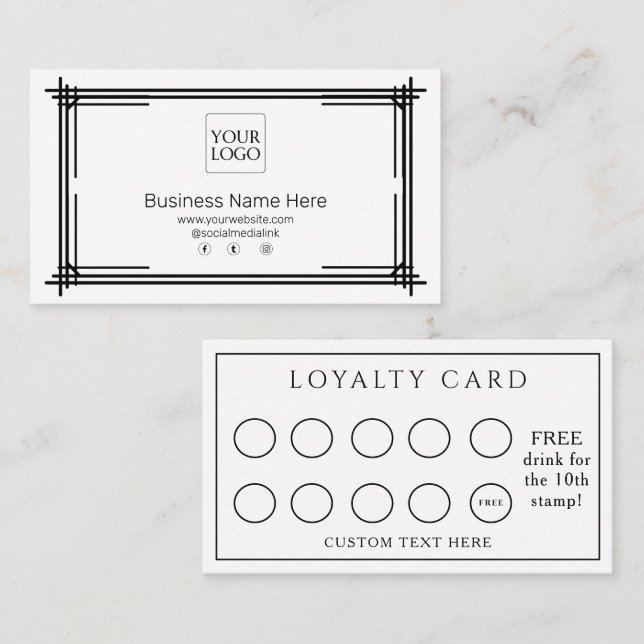 White Modern Formal Business Café Coffee Salon Loyalty Card (Front/Back)