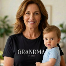 White Modern Fun Font Established Grandma