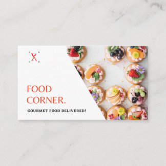White Modern Gourmet Food Photo Catering Business  Business Card